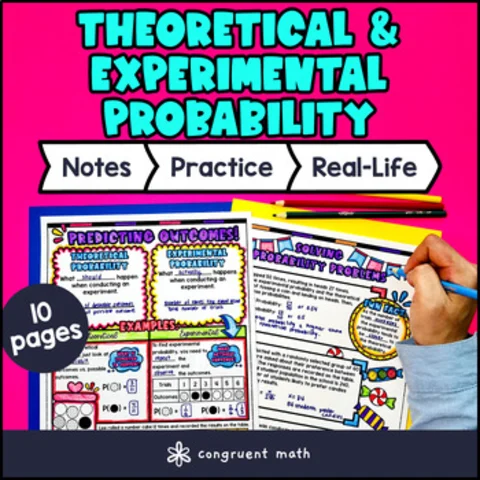 Thumbnail for Theoretical and Experimental Probability Guided Notes w/ Doodles | Sketch Notes