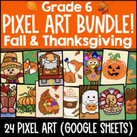 Thumbnail for BACK TO SCHOOL | Fall Digital Pixel Art BUNDLE | 6th Grade Math