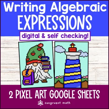 Thumbnail for Writing Algebraic Expressions Digital Pixel Art | 6th Grade | Sum Product