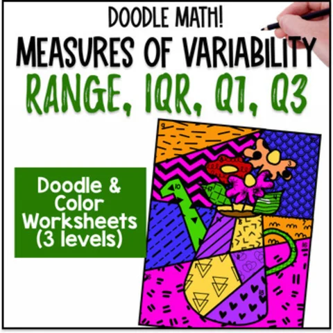 Thumbnail for Interquartile Range | Doodle Math Color by Number | Measures of Variability
