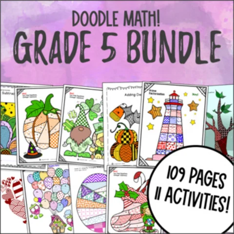 Thumbnail for Doodle Math 5th Grade BUNDLE — Set of 11 Review or Sub Lessons