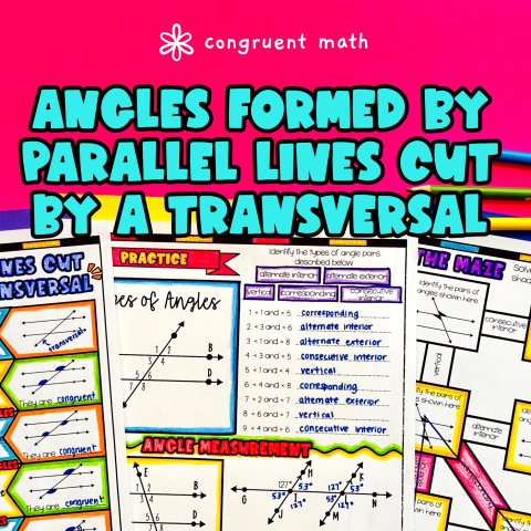 Thumbnail for Parallel Lines Cut By a Transversal Guided Notes w/ Doodles | Angles Lesson Plan