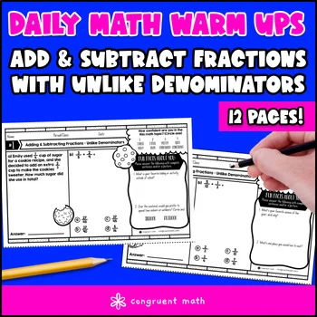 Thumbnail for Adding and Subtracting Fractions with Unlike Denominators Warm Ups Bell Ringers