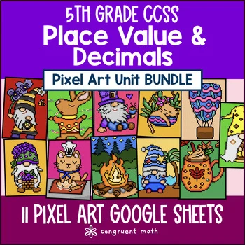 Thumbnail for Place Value & Decimals Pixel Art Unit BUNDLE | 5th Grade CCSS