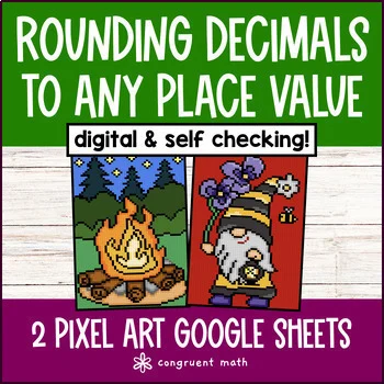Thumbnail for Rounding Decimals to Any Place Value | Digital Pixel Art | Tenths Hundredths