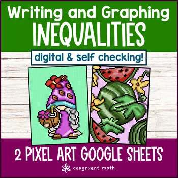Thumbnail for Writing & Graphing Inequalities Digital Pixel Art | 6th Grade Practice