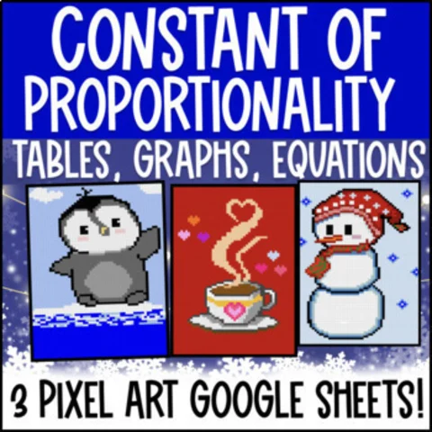 Thumbnail for [Christmas] Constant of Proportionality Pixel Art | Tables, Graphs, Equations