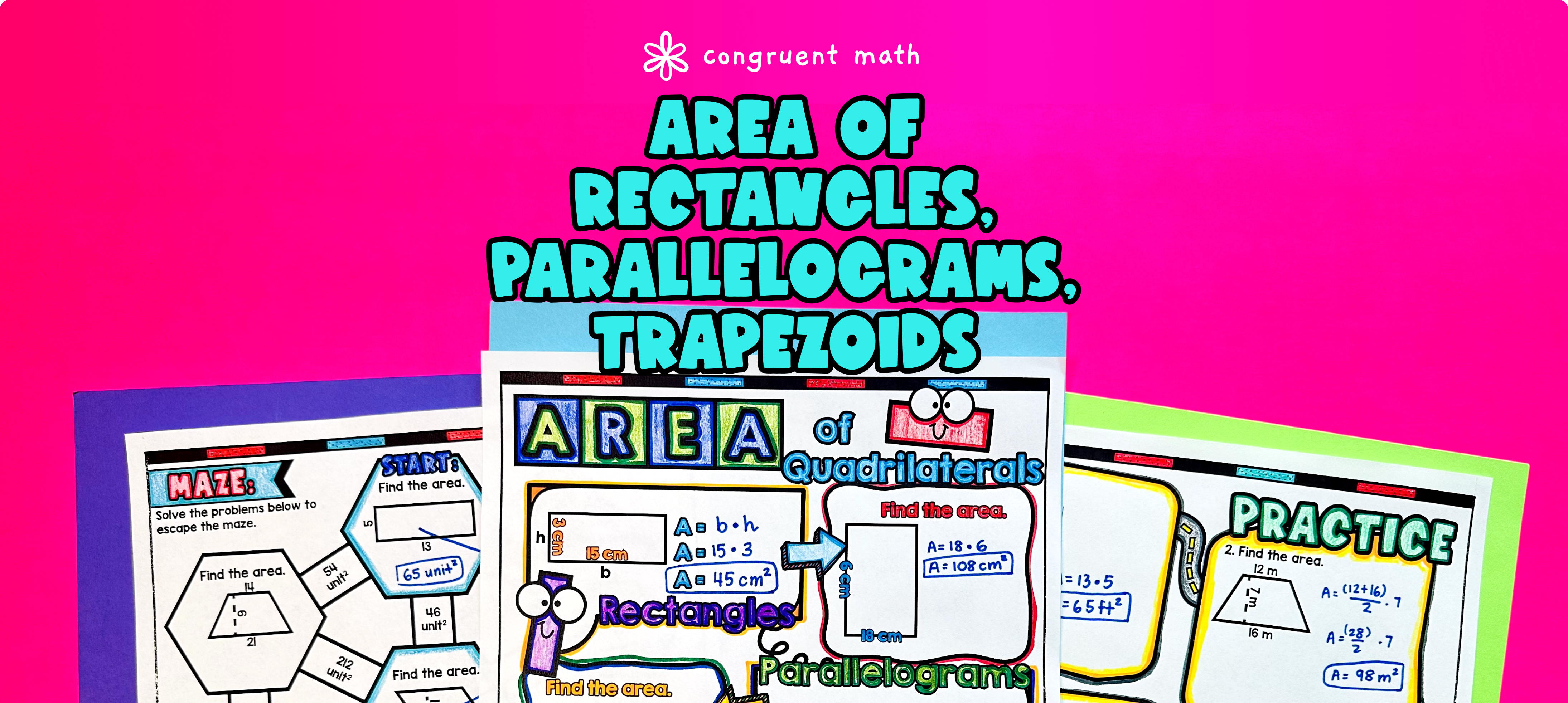 Area Of Parallelograms, Trapezoids, Rectangles Guided Notes Doodles ...