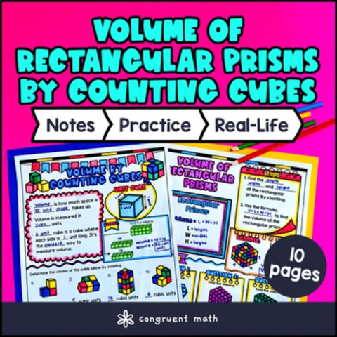 Thumbnail for Volume of Rectangular Prisms Counting Cubes Guided Notes w/ Doodles | 5th Grade