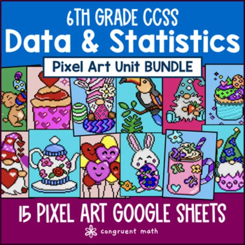 Thumbnail for Data & Statistics Pixel Art Unit BUNDLE | 6th Grade CCSS