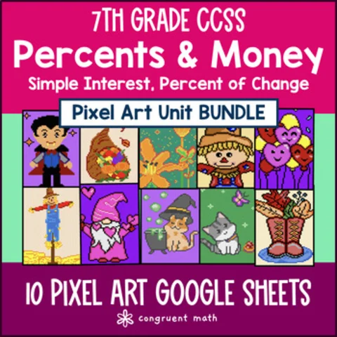 Thumbnail for Percents & Money Pixel Art Unit BUNDLE | 7th Grade CCSS