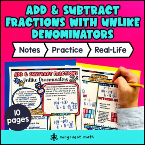 Thumbnail for Add and Subtract Fractions with Unlike Denominators Guided Notes with Doodles