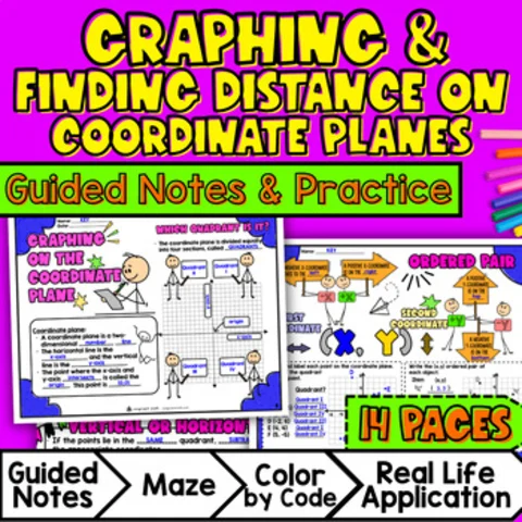 Thumbnail for Coordinate Graphing Guided Notes | Four Quadrants, Distance on Coordinate Planes
