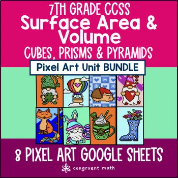 Thumbnail for Surface Area & Volume Pixel Art Unit BUNDLE | 7th Grade CCSS