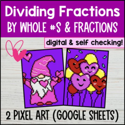 Thumbnail for Dividing Fractions Digital Pixel Art | Divide Fractions by Whole Numbers