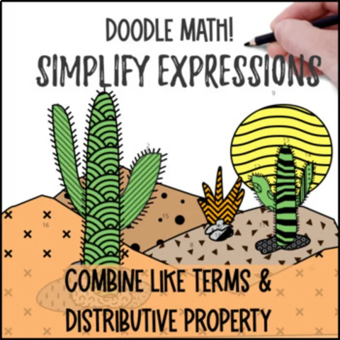 Thumbnail for Combining Like Terms and Distributive Property Doodle & Color by Number