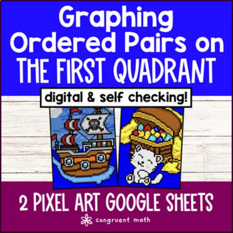 Thumbnail for Graphing in the First Quadrant Coordinate Pixel Art | 5th Grade