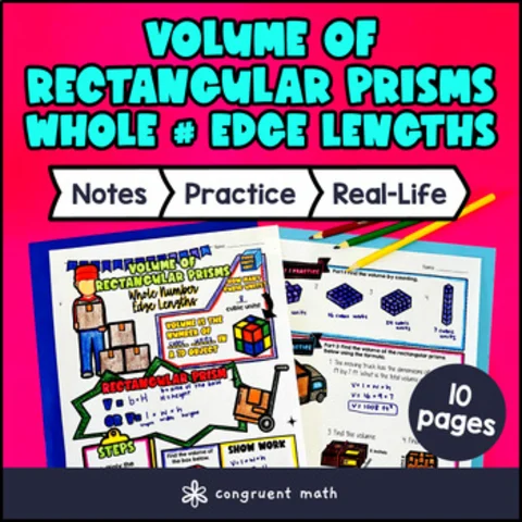 Thumbnail for Volume of Rectangular Prisms Guided Notes w/ Doodles Whole Number Edge Lengths