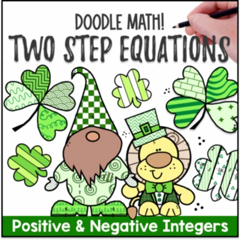 Thumbnail for [St. Patrick's Day] Two Step Equations — Doodle Math: Twist on Color by Number