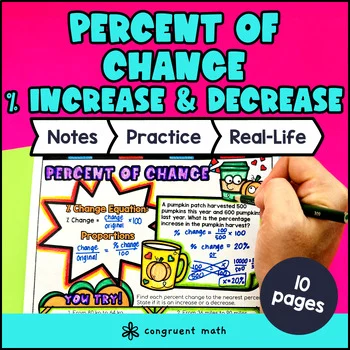 Percent of Change Guided Notes with Doodles | Percent Proportions Worksheets