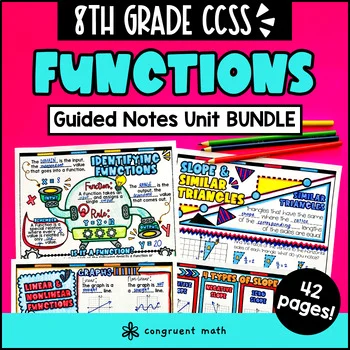 Identify, Evaluate, Compare Functions Slope Guided Notes Unit Bundle | 8th Grade