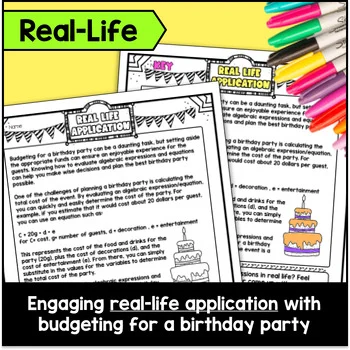 Evaluating Algebraic Expressions Guided Notes & Doodles | Order of ...