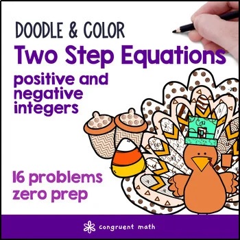 Thumbnail for Two Step Equations | Doodle Math: Twist on Color by Number | Integer Solutions