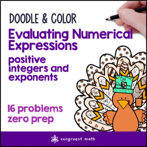 Thumbnail for Evaluating Numerical Expressions | Doodle Math Color by Number | Exponents
