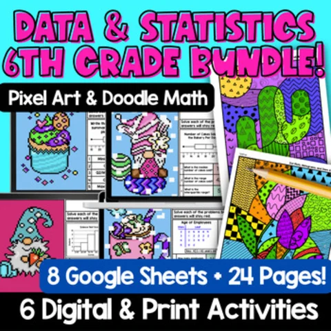 Thumbnail for Data & Statistics Activity BUNDLE | 6th Grade Math | Digital & Print