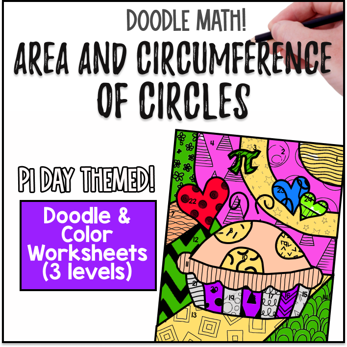 Pi Day Area and Circumference of Circles Doodle Math