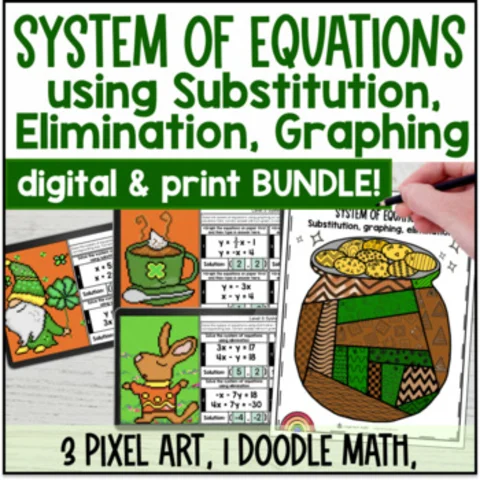 Thumbnail for Solving Systems of Equations Activity BUNDLE | Print & Digital