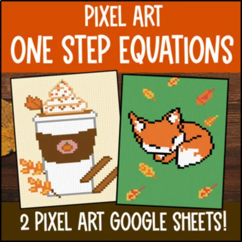 Thumbnail for One Step Equations Positive Solutions Only— 2 Pixel Art Google Sheets