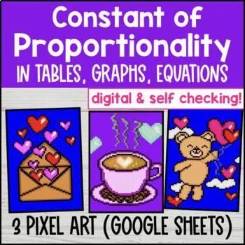 Thumbnail for Constant of Proportionality Pixel Art Tables, Graphs, Equations Google Sheets