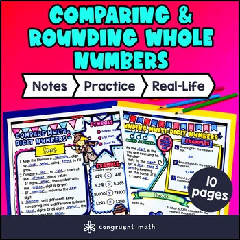 Thumbnail for Comparing Numbers & Rounding Any Place Value Guided Notes w/ Doodles
