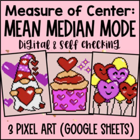 Thumbnail for Mean Median Mode Digital Pixel Art Measures of Central Tendency & Center