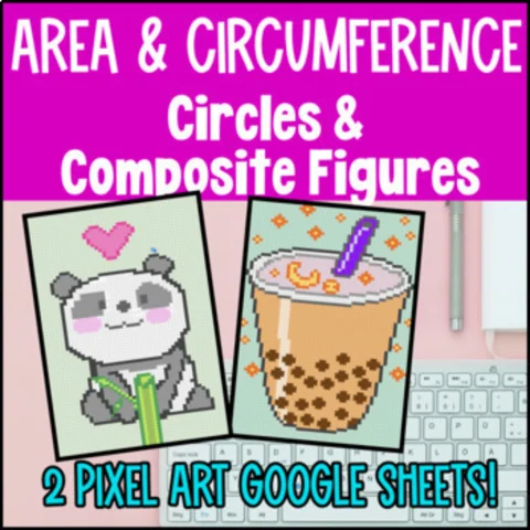 Thumbnail for Area and Circumference of Circles Composite Figures — Google Sheets Pixel Art