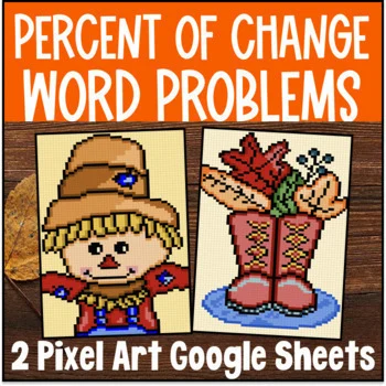 Thumbnail for Percent of Change Word Problems Pixel Art | Increase & Decrease | Thanksgiving