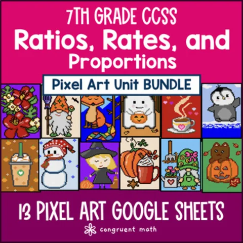 Thumbnail for Ratios, Rates & Proportions Pixel Art Unit BUNDLE | 7th Grade CCSS