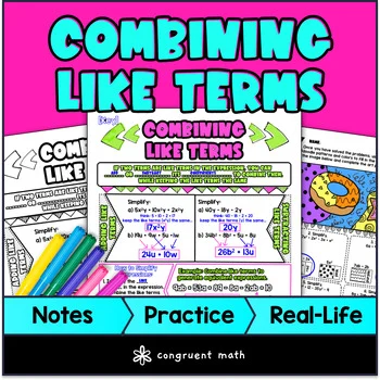 Combining Like Terms Guided Notes & Doodles | Simplify Expressions