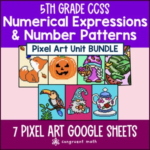 Thumbnail for Numerical Expressions & Patterns Pixel Art BUNDLE | 5th Grade CCSS