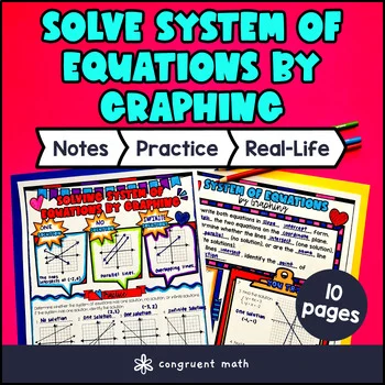 Thumbnail for System of Equations by Graphing Guided Notes w/ Doodles | Simultaneous Equations