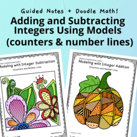 Thumbnail for Adding & Subtracting Integers Doodle & Color by Number | Chip Model, Number Line