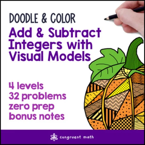 Thumbnail for Add & Subtract Integers Visual Models | Doodle Math: Twist on Color by Number
