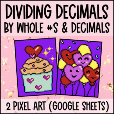 Thumbnail for Valentine's Day | Dividing Decimals Digital Pixel Art | Decimal Long Division