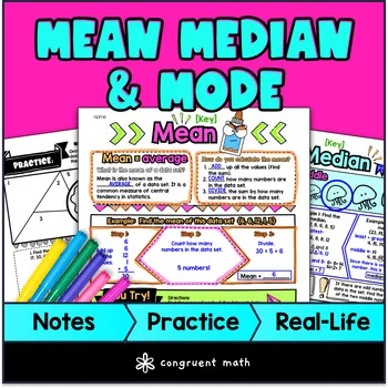 Mean Median Mode Guided Notes & Doodles | Measures of Central Tendency