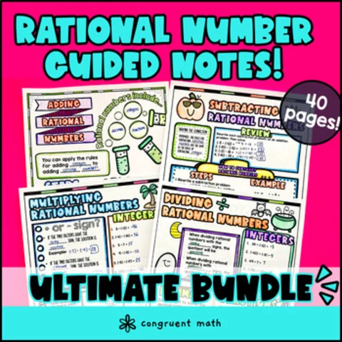 Thumbnail for Rational Number Operations Guided Notes BUNDLE | Add Subtract Multiply Divide