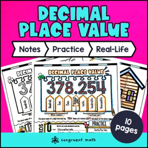 Thumbnail for Decimal Place Value Chart Guided Notes & Doodles | Read Write Compare Round