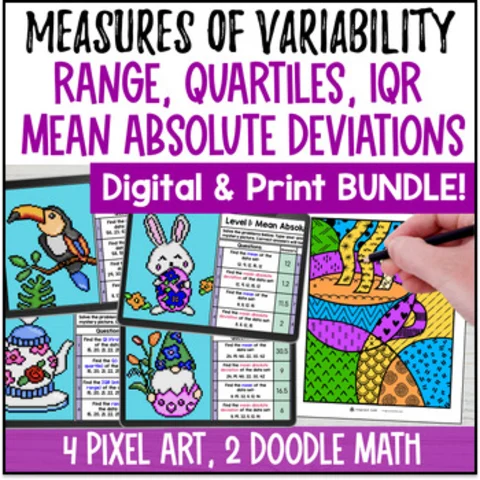 Thumbnail for Measures of Variability Activity BUNDLE | Digital & Print | Range, Quartile, MAD