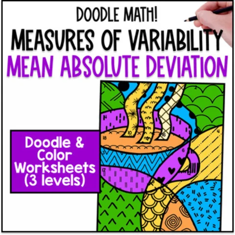 Thumbnail for Mean Absolute Deviation | Doodle Math Color by Number | Measures of Variability
