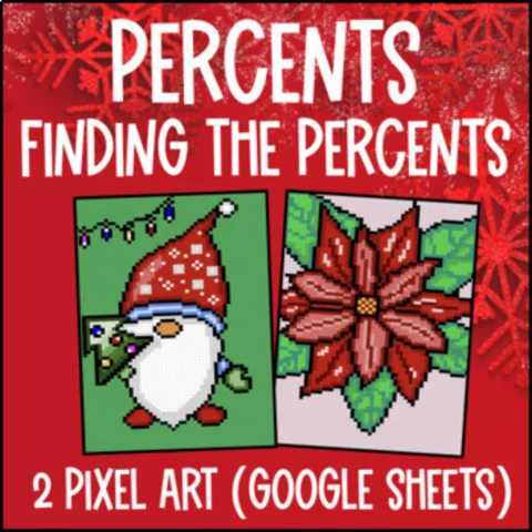 Thumbnail for [Christmas] Finding the Percent Digital Pixel Art | Percents Word Problems